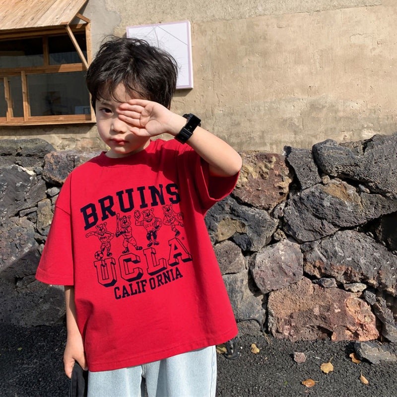 (จัดส่งตลอด 24 ชั่วโมง)Kids T shop เสื้อยืดแขนสั้น ผ้าฝ้าย พิมพ์ลายการ์ตูน ทรงหลวม แฟชั่นฤดูร้อน สําหรับเด็ก (3-14 ปี)