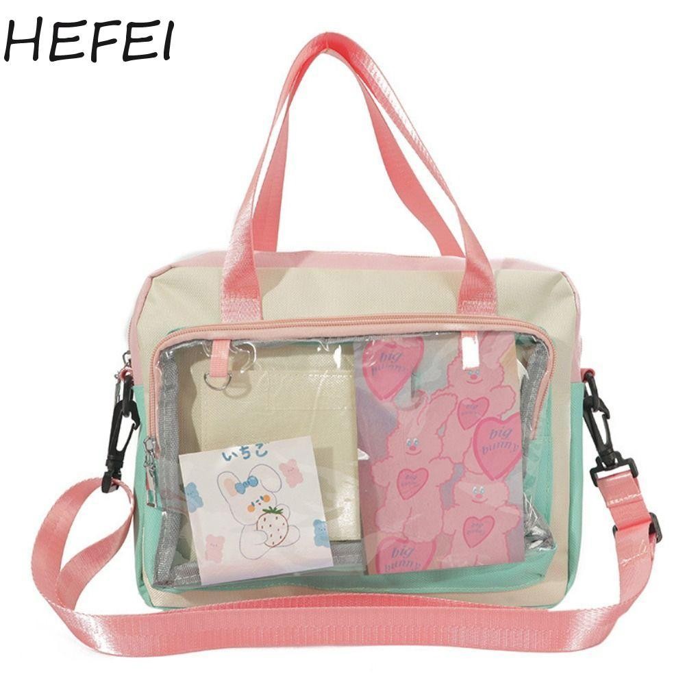 Saturndaymode กระเป๋าตุ๊กตาผ้าฝ้าย, ป้าย Ita กระเป๋า Cross Body กระเป๋าใส Itabag, กระเป๋าสะพายตลกความจุขนาดใหญ่สีคมชัดอะนิเมะ Expo Ita กระเป๋ากลางแจ้ง
