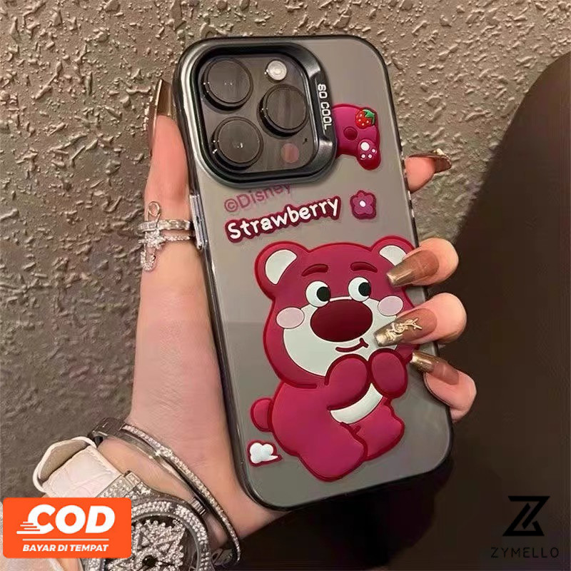 กรณีสำหรับ OPPO Reno12 F 5G Reno 12 5G Reno12 Pro 5G Reno 11 5G Reno 11 Pro 5G Reno 10 5G Reno 10 Pro 5G Reno 8T 5G Reno 8T 4G Reno 8Z 5G Reno 7Z 5G Reno 8 Reno 7 สตรอเบอร์รี่หมีดอกไม้กันกระแทก TPU ซิลิโคนโทรศัพท์ C