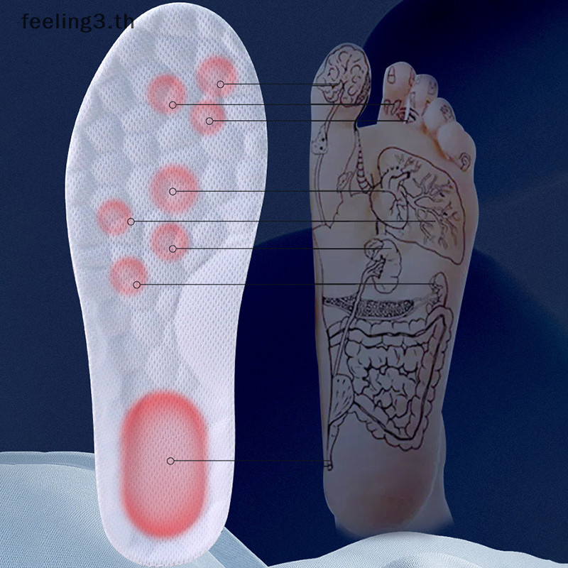 { Feeling3.th } High Elasticity Latex Sport Insoles Soft Shoe Pads Arch Support Orthotic Insoles Breathable Deodorant Shock Absorption Cushion.