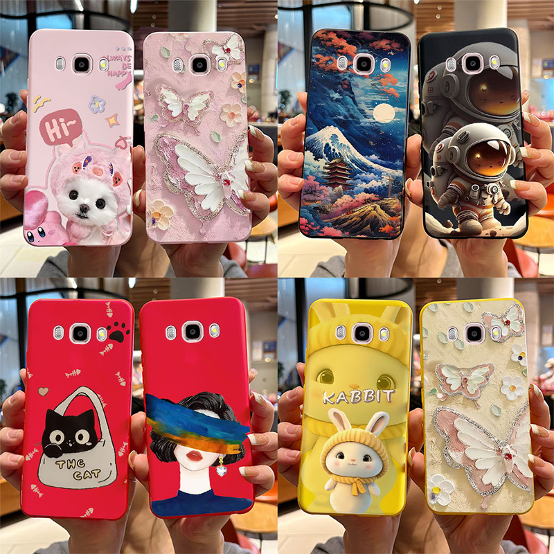 สําหรับ Samsung Galaxy J5 2016 / J7 2016 SM-J510F SM-J710F Matte Candy ปลอกเคสโทรศัพท์ผีเสื้อนักบินอวกาศพิมพ์ TPU Soft Cases