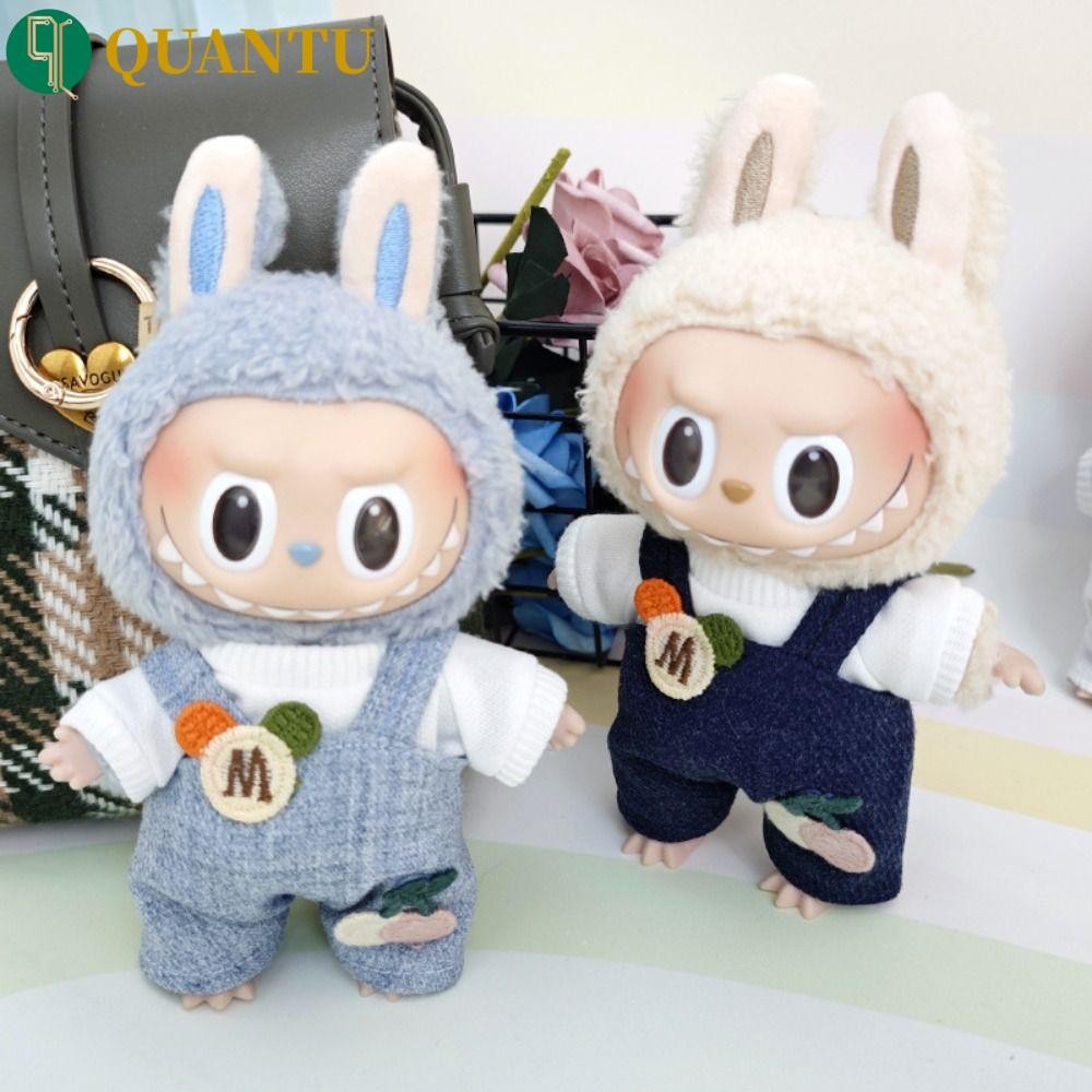 Quantu Labubu Time เสื้อผ้า, ฝาครอบหัวขนมปังเสื้อผ้าตุ๊กตา 17 ซม. Labubu เสื้อผ้าตุ๊กตาของเล่นชุดมินิเดรสชุดแขวนกางเกง Labubu ตุ๊กตาเสื้อผ้าเด็กของขวัญ