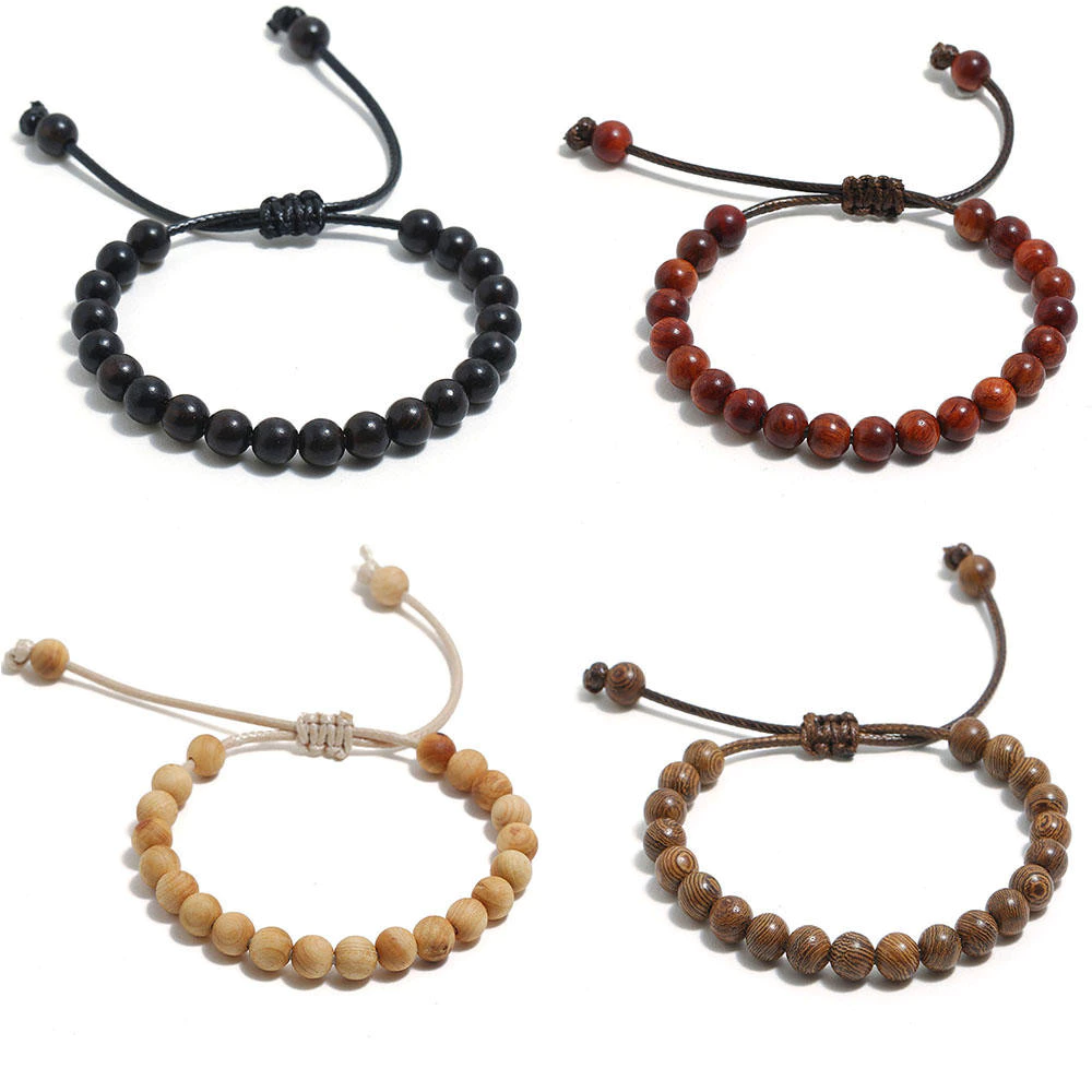 8 มม.ลูกปัดไม้สร้อยข้อมือสวดมนต์สมาธิยืดสร้อยข้อมือสําหรับชาย Buddha Charm สร้อยข้อมือผู้หญิง Healing Balance Payer เครื่องประดับ