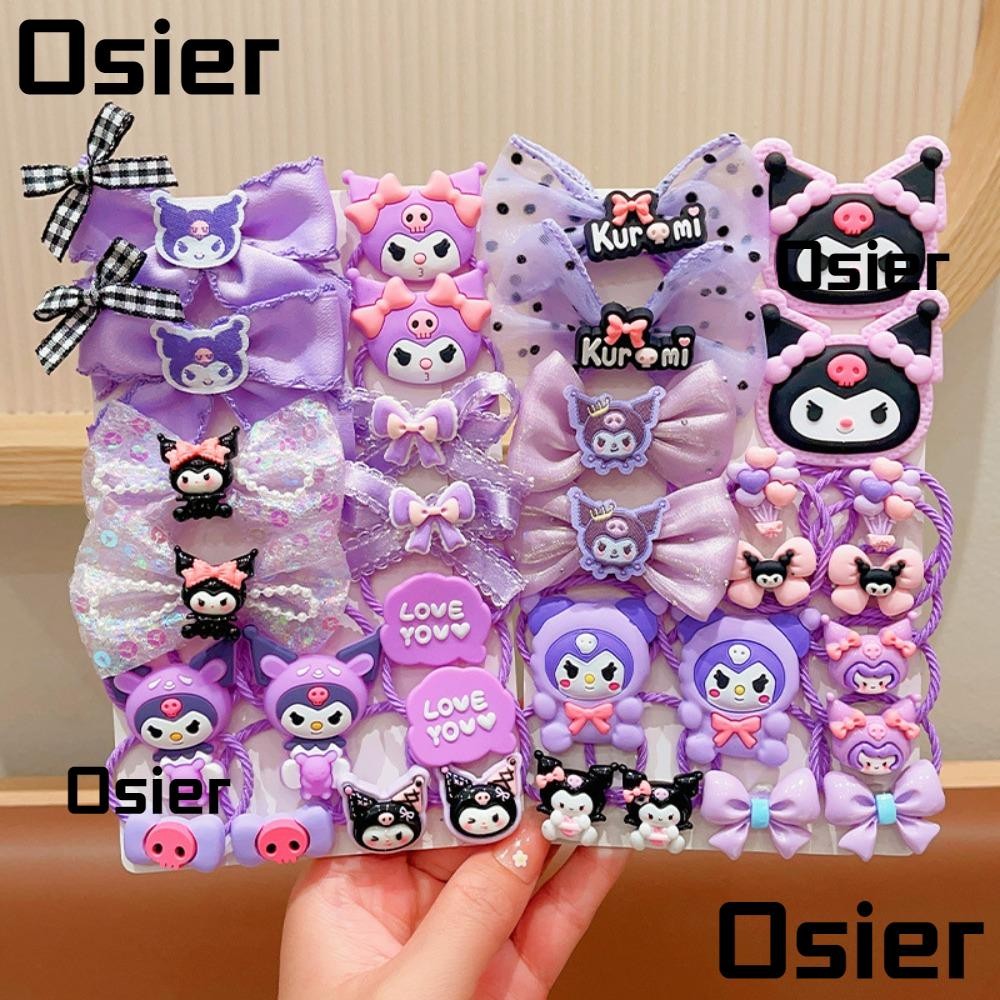 Osier1 ชุดวงผมยืดหยุ่น, ผมหางม้าตกแต่งชุดยางรัดเด็ก Kuromi, Cinnamoroll Melody ไม่เจ็บผม Sanrio ผม Chirp Scrunchies เครื่องประดับผมเด็กผู้หญิง