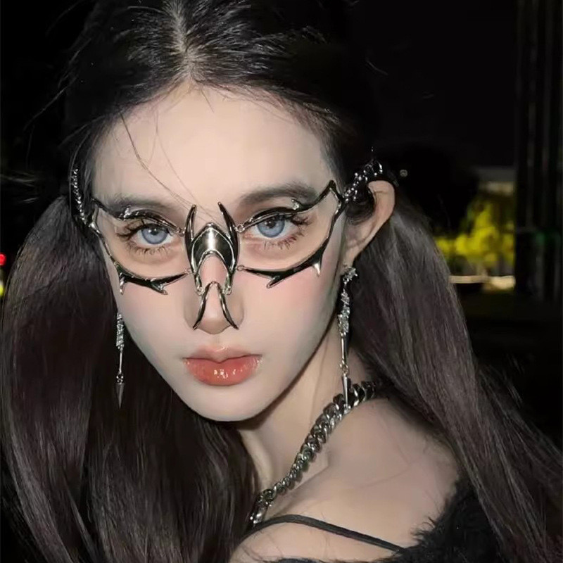 เทรนด์หน้ากากโลหะ Cyberpunk สําหรับผู้หญิงผู้ชาย Y2k ตกแต่งใบหน้าแบบปรับได้เครื่องประดับปาร์ตี้ฮาโลวีน