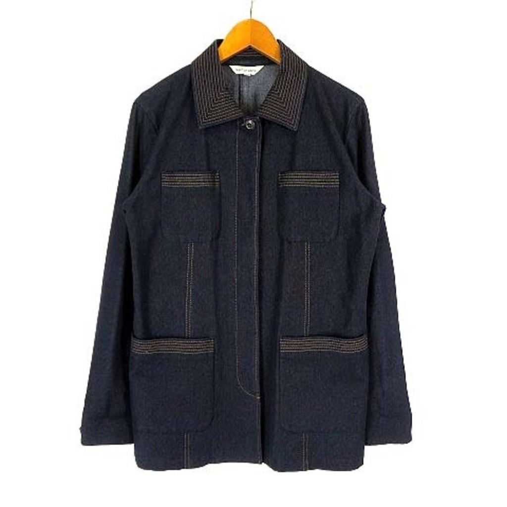 HARPERS BIGOT denim jacket stitch embroidery long sleeve M 38 navy blue Direct from Japan Secondhand