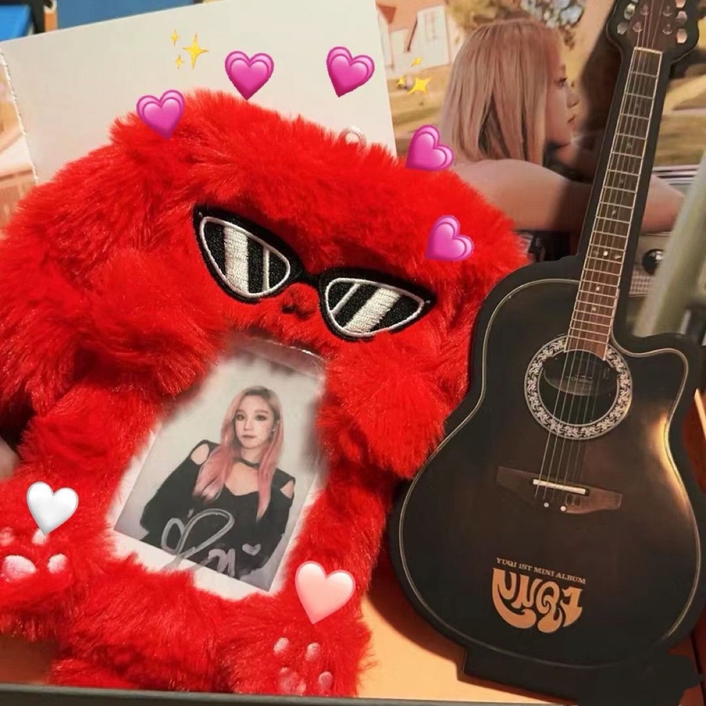 เกาหลีกระต่ายสีแดงน่ารักตุ๊กตารูปถ่ายผู้ถือกับพวงกุญแจบัตรเครดิตธนาคารบัตรกระเป๋าไอดอลภาพป้องกันกรณีเครื่องเขียน