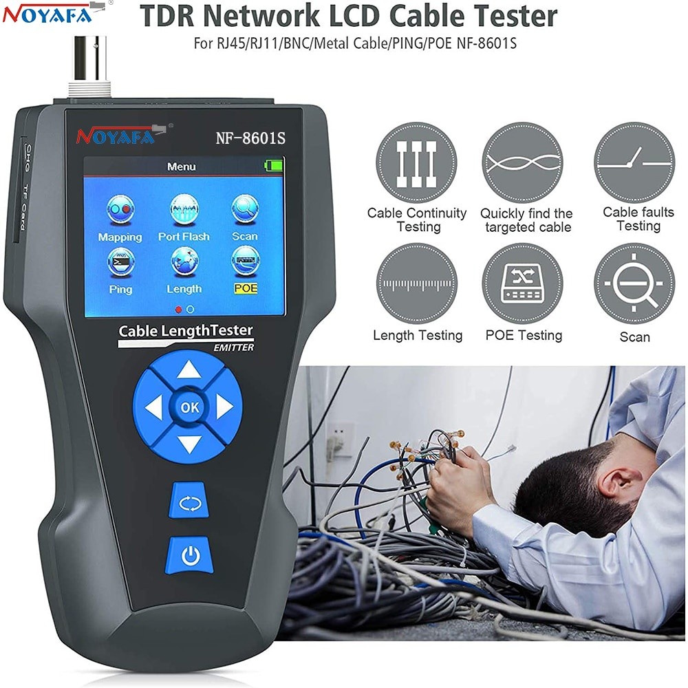 NOYAFA NF-8601S Multifunctional RJ45 CAT6 Network Cable Tester Cable Tracker PoE/PING/Port LCD Displ