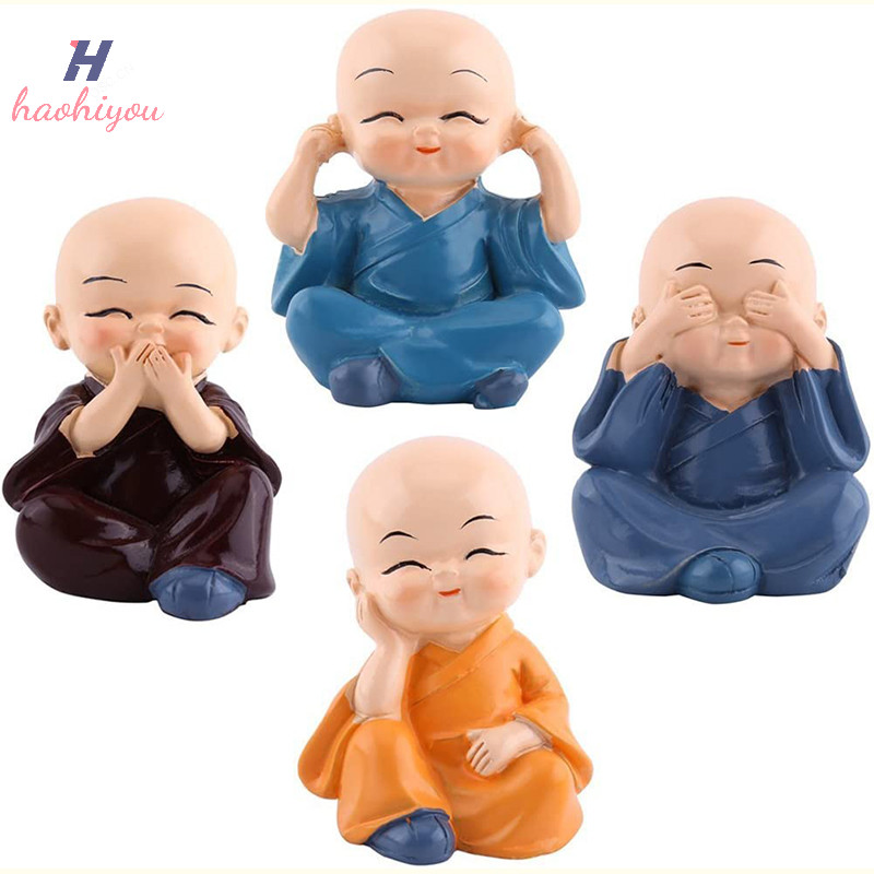 <haohiyou> 4 ชิ้น/เซ็ตเรซิ่นพระภิกษุสงฆ์น้อยสําหรับตกแต่งสวนเดสก์ท็อปตกแต่งตุ๊กตารถ art Nice