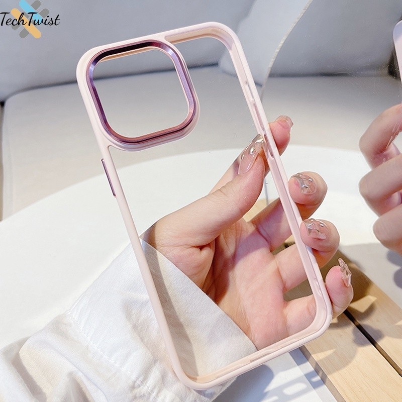 ไอโฟน11 หลุมขนาดใหญ่ เคสอะคริลิค for iphone 11 12 13 14 15 Pro Max XR 7 8 6 Plus X XS MAX SE TPU เคส HD เคสโทรศัพท์