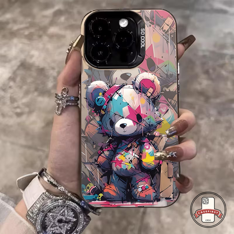 การชุบหมีย้อนยุค ที่มีสีสันสดใสเคสสำหรับVIVO Y36 Y12 Y27s Y91 Y17 Y35 Y21 Y16 Y11 Y22s Y02 Y20 Y15 Y27 Y17s Y31 Y22