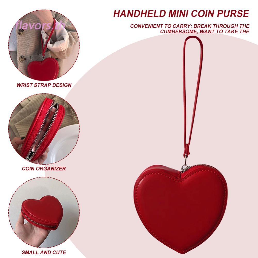 แฟชั่น Love Shaped Handbag ผู้หญิงเกาหลี Mini Leather Purse Coin Bag Clutch [รส.th]