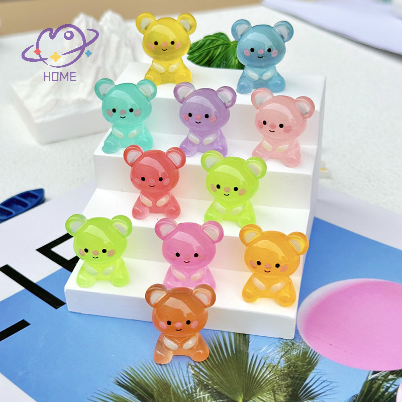 [mayhome] 5 ชิ้นการ์ตูนส่องสว่างหมีน้อยสามมิติไมโครภูมิทัศน์เครื่องประดับสร้างสรรค์ DIY อุปกรณ์ตกแต่งบ้านของขวัญ {TH}