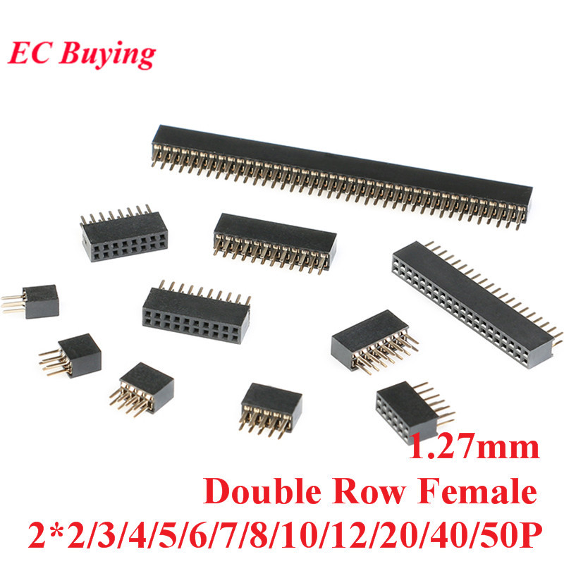 10pcs 1.27 มม.คู่แถวหญิง 2 ~ 50 P Breakaway บอร์ด PCB Pin Header socket Connector Pinheader 2P 3P 4P