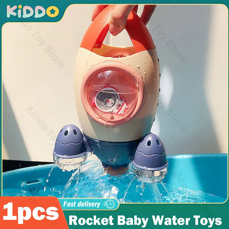Bath Toys Rocket Baby Water Toys Swimming Spray Rotating Shower Cute Little Submarine Rocket Bathing