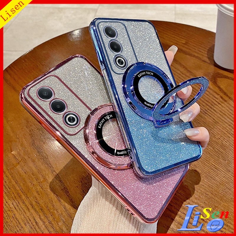 เคส OPPO A3 Pro 5G/A3X 5G/A3/A38/A18/A58/A60/A79 5G พร้อมขายึด สติ๊กเกอร์แวววาว เคสโทรศัพท์ใส ZJSF