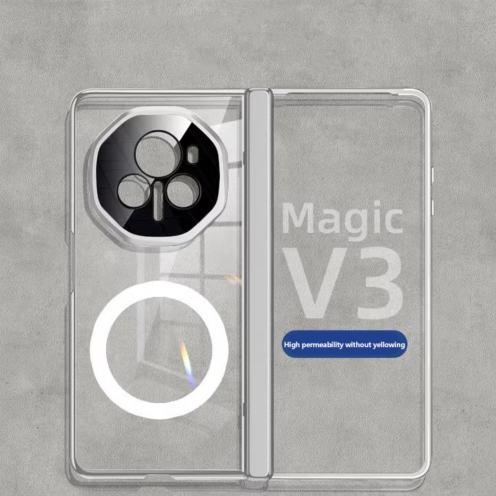 Electroplated โปร่งใสพับบานพับสําหรับ Honor Magic V3 Vs3 เลนส์โลหะฝาครอบป้องกันกระจกนิรภัย