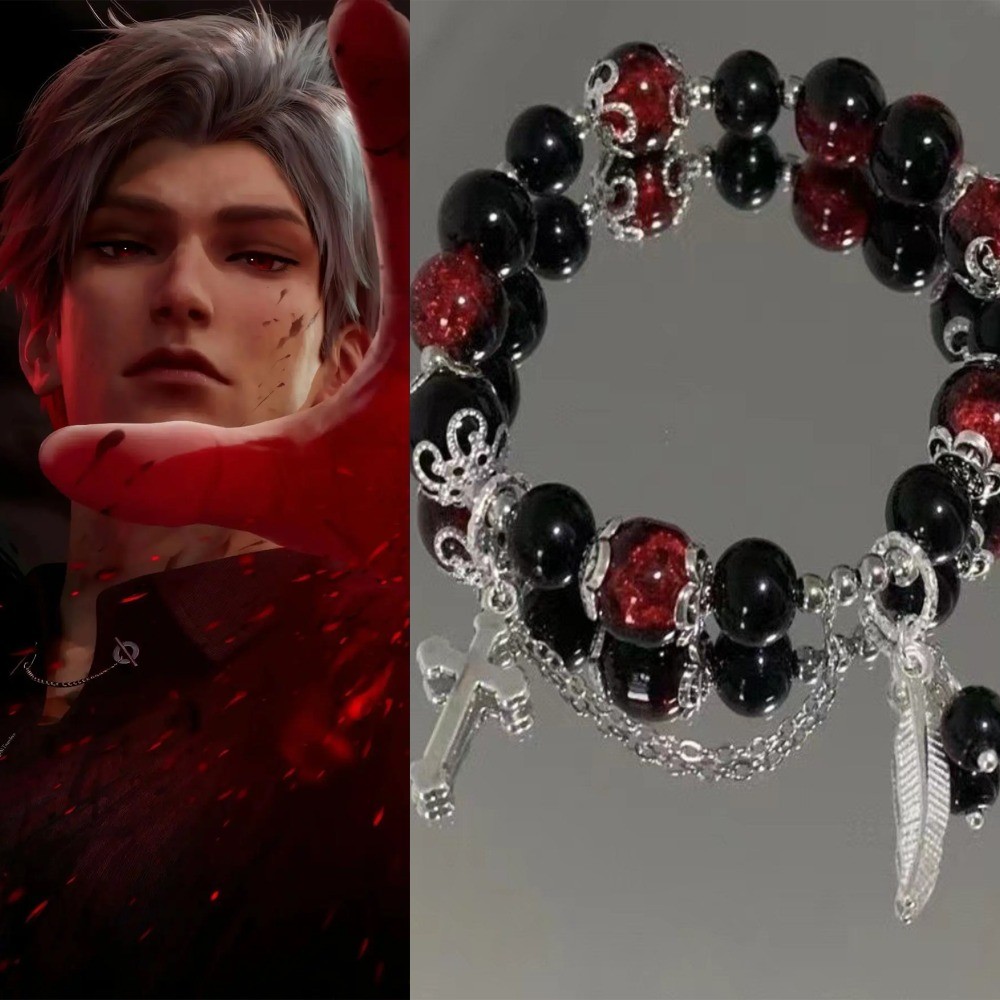 อะนิเมะเกมรักและกําไล Deepspace Sylus Mr. Q ลูกปัด Cross Feather สร้อยข้อมือฮาโลวีนเด็ก Man Woman คอสเพลย์ Prop อุปกรณ์เสริมของขวัญ