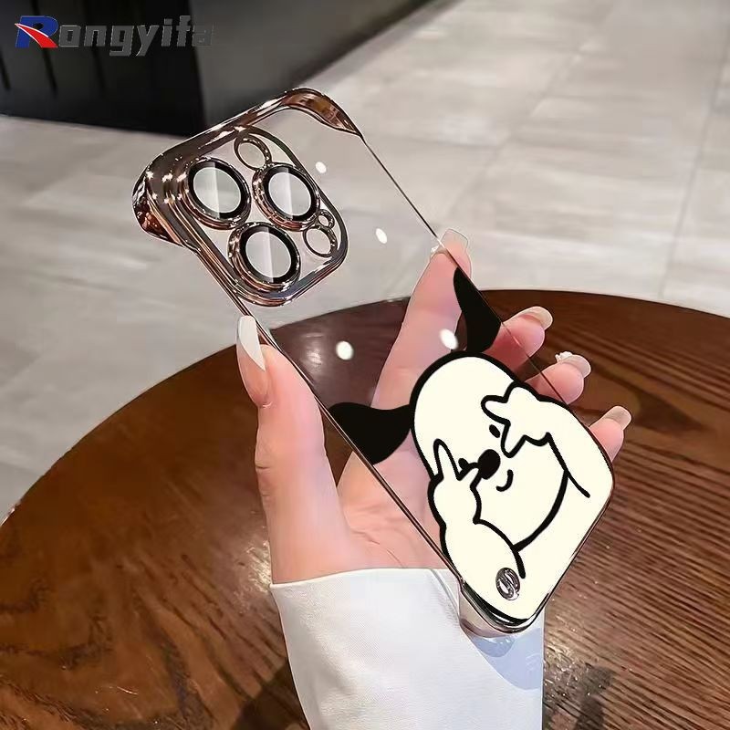 การ์ตูน การ์ตูน ‌Pochacco Ultra Slim Framelessเคสโทรศัพท์สําหรับOPPO Reno 6 Pro Plus Reno 4 3 Pro SE 5G R17 Pro R15 ค้นหาX2 Proน่ารักAnti-Fallเลนส์ป้องกันกรณีกลับใส