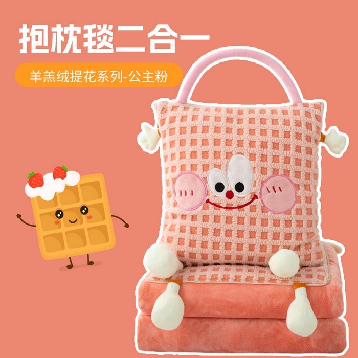 Xiaohongshu Collision สไตล์ Multifunctional Lamb ขนแกะหมอนผ้าห่มหมอนผ้านวมแฟชั่น Dual-ใช้หมอน/ผ้าห่มหมอนรถผ้าห่ม