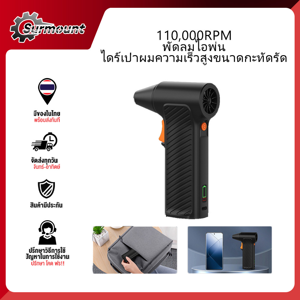 ความเร็วในการหมุน 110,000RPM, การแสดงพลังงานสแตนด์บายแบบล็อคได้, พัดลมไอพ่นที่มีความรุนแรง