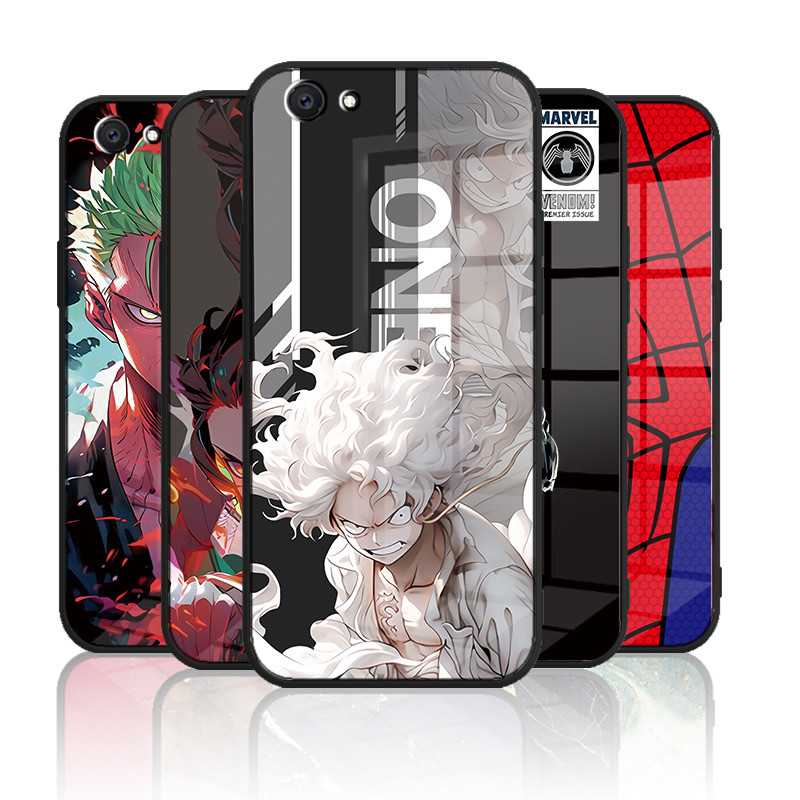 เคสกระจก OPPO A59 A1601 F1s R9s เคสกระจกนิรภัยฮาร์ดฝาหลังขอบซิลิคอนอ่อน