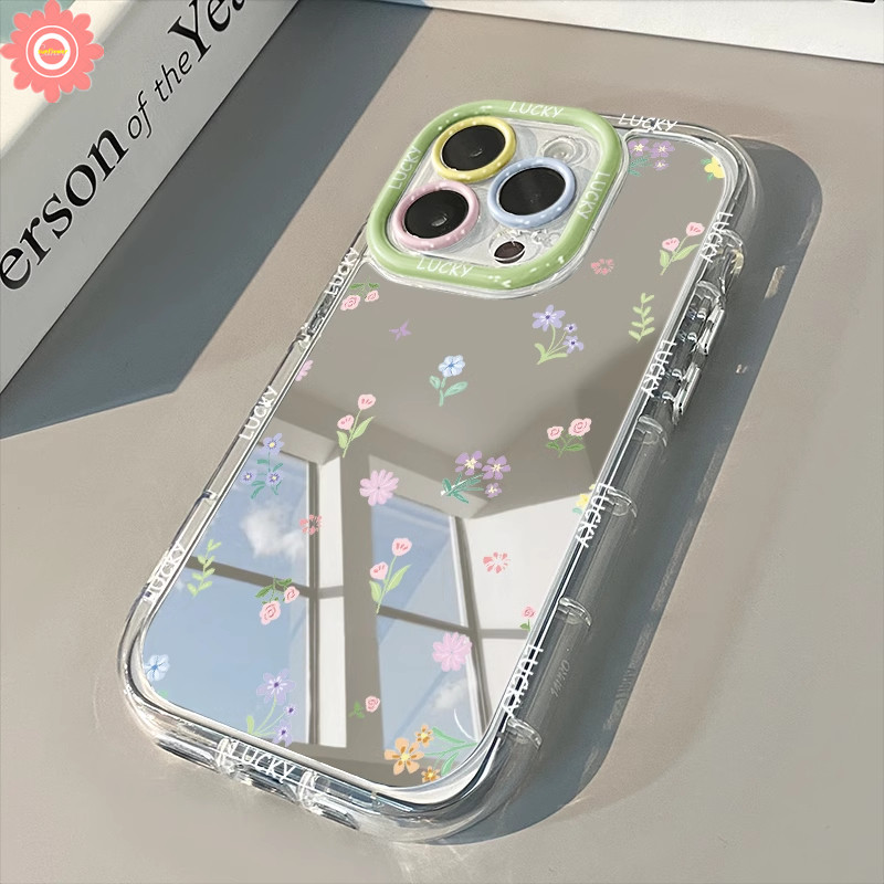 Art Graffiti แฟนตาซีโรแมนติกดอกไม้ผีเสื้อสําหรับ IPhone 16 11 15 13 12 14 Pro Max XR X XS Max 7Plus 16 15 14 7 8 Plus Luxury Make Up Mirror Soft Case