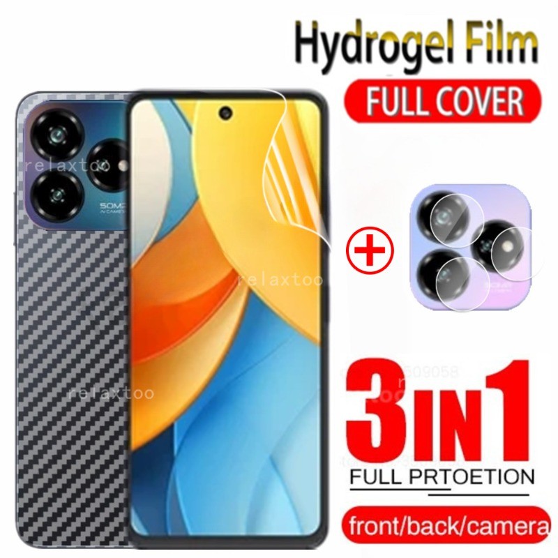 3in1 ด้านหน้ากลับ Hydrogel Soft ฟิล์มสําหรับ ZTE Nubia V60 V 60 nubiaV60 ZTENubiaV60 ออกแบบ 4G 5G คลุมทั้งหมดหน้าจอปกป้องเลนส์กล้องปกป้องฟิล์มโทรศัพท์