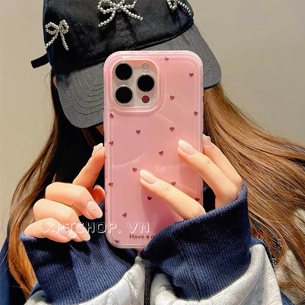 Love Heart Candyเคสโทรศัพท์สําหรับiPhone 16ProMax 16Pro 16 15ProMax 14 13 12ProMax 11 Full Coverageกันกระแทกสองชั้นป้องกันอะคริลิคปลอก