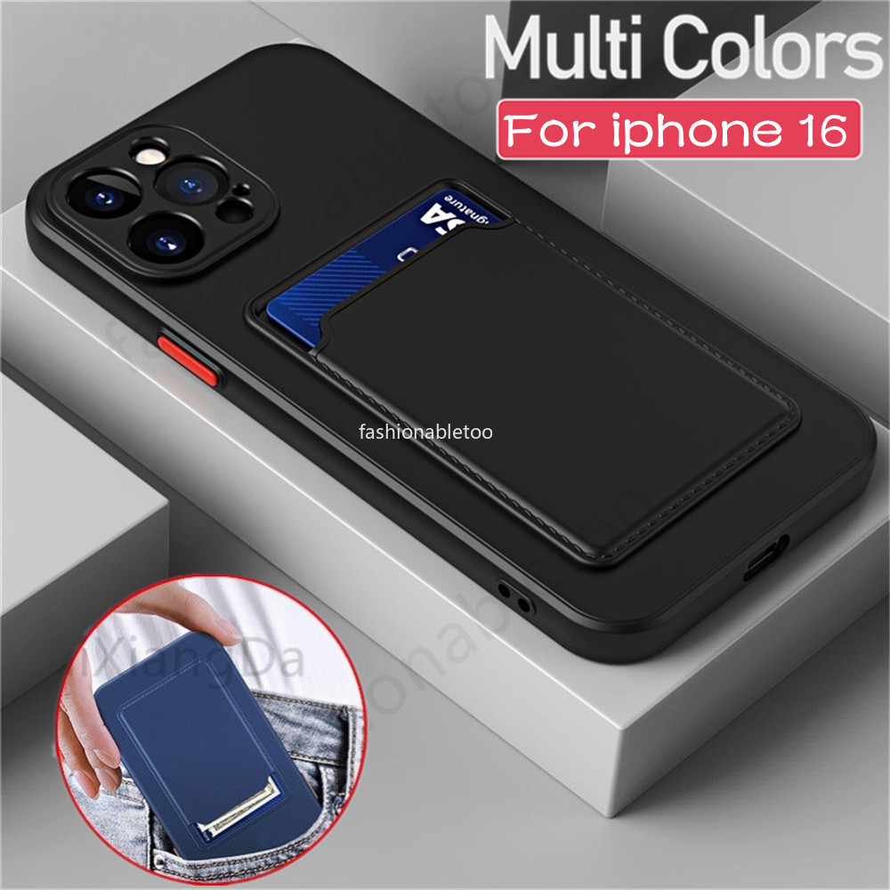 ปลอกสําหรับ iphone 13 14 15 16 pro max 16promax 16plus 15promax 14pro 13pro 1 6 i16 Square TPU เคสโทรศัพท์คู่ซิลิโคนอ่อนนุ่มช่องเสียบการ์ดเลนส์กล้องป้องกันกันกระแทกฝาหลัง