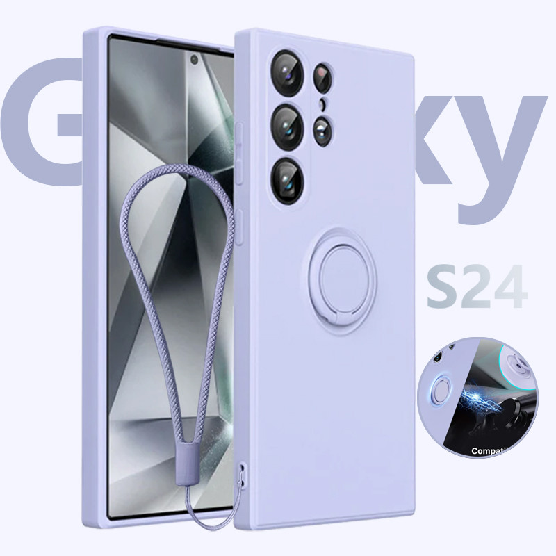 SAMSUNG เคสซิลิโคนสําหรับsamsung Galaxy S24 Ultra S22 S23 S20 Plusผู้ถือแหวนแม่เหล็กฝาครอบGalaxyหมายเหตุ 20 Ultra 10 กันกระแทกFunda