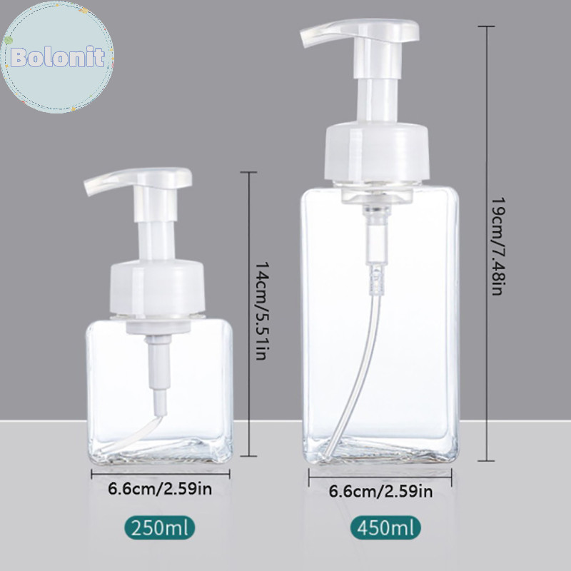 Bolonit 250/450ml Mousse Facial Cleanser โฟมขวดปั๊มพลาสติก Mini ขวดเปล่ารีฟิลสําหรับทําความสะอาดเครื่องสําอาง TH