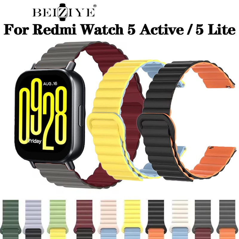 ห่วงแม่เหล็กสําหรับ Xiaomi Redmi Watch 5 Active สร้อยข้อมือซิลิโคนกีฬาสายคล้องคอสําหรับ Redmi Watch 5 Lite กีฬาสร้อยข้อมืออุปกรณ์เสริม