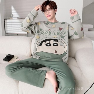 ชุดนอนผู้ชายสไตล์ใหม่สวมหัวแขนยาวหลวมกีฬาลำลองสไตล์เกาหลีสาม…