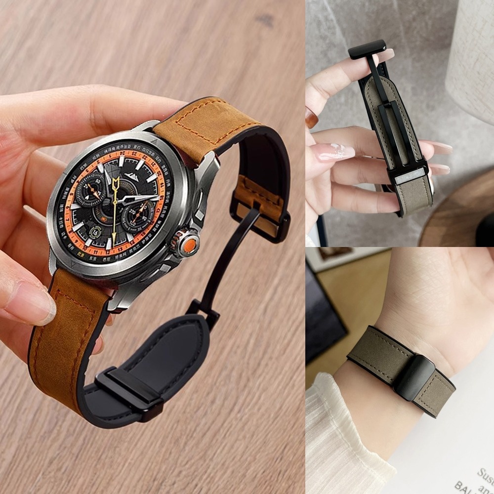 20 มม.22 มม.หนัง + สายซิลิโคนสําหรับนาฬิกา Xiaomi S4 S3 S2 S1 หัวเข็มขัดแม่เหล็กสําหรับ Xiaomi นาฬิกา 2Pro Mi watch Color2 สร้อยข้อมือ