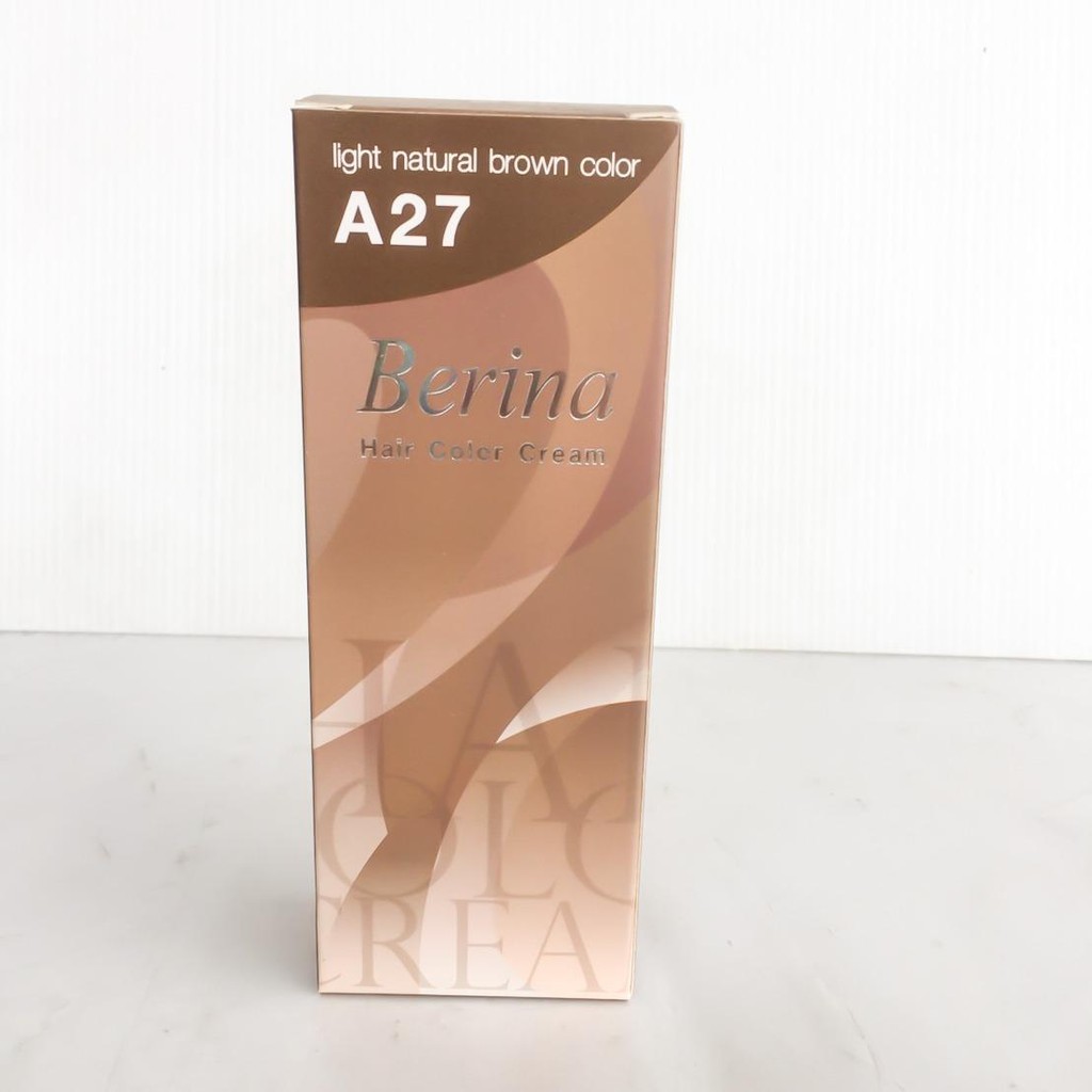 Berina เบอริน่า A 27 สีน้ำตาลอ่อนธรรมชาติ ครีมย้อมผม ยาย้อมผม