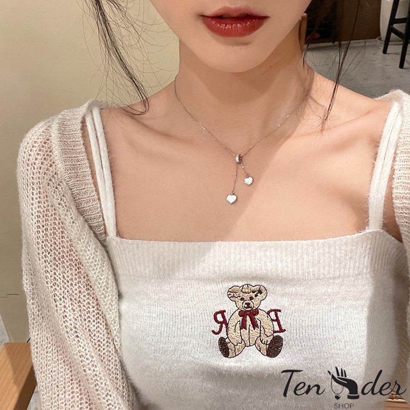 COD-ส่งเร็วจากไทย🎀สร้อยคออารมณ์หรูหราหัวใจพู่จี้สร้อยคอโซ่ไหปลาร้าหรูหราสำหรับผู้หญิง-Tender