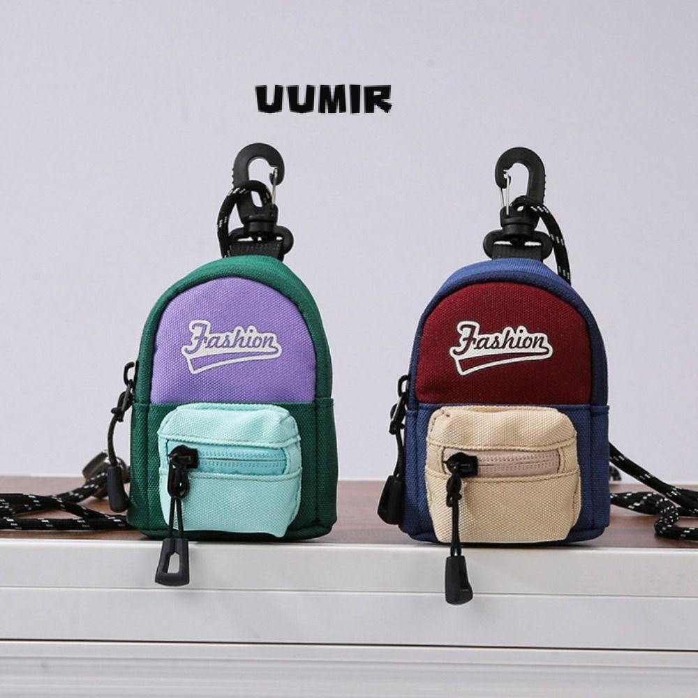 กระเป๋าใส่เหรียญแบบแขวนกระเป๋าสตางค์ขนาดเล็กกันขโมยโพลีเอสเตอร์กระเป๋าเก็บหูฟังขนาดเล็กสีตัดกันน่ารัก