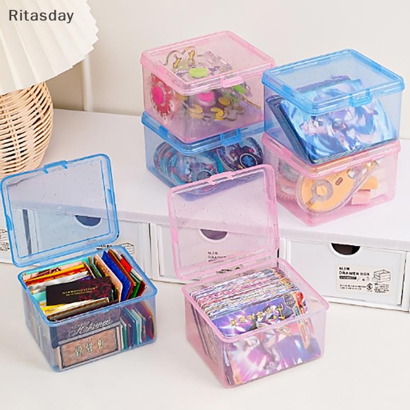 Ritasday กล่องเก็บพลาสติกใสขนาดเล็ก จัดระเบียบโต๊ะ เครื่องเขียน