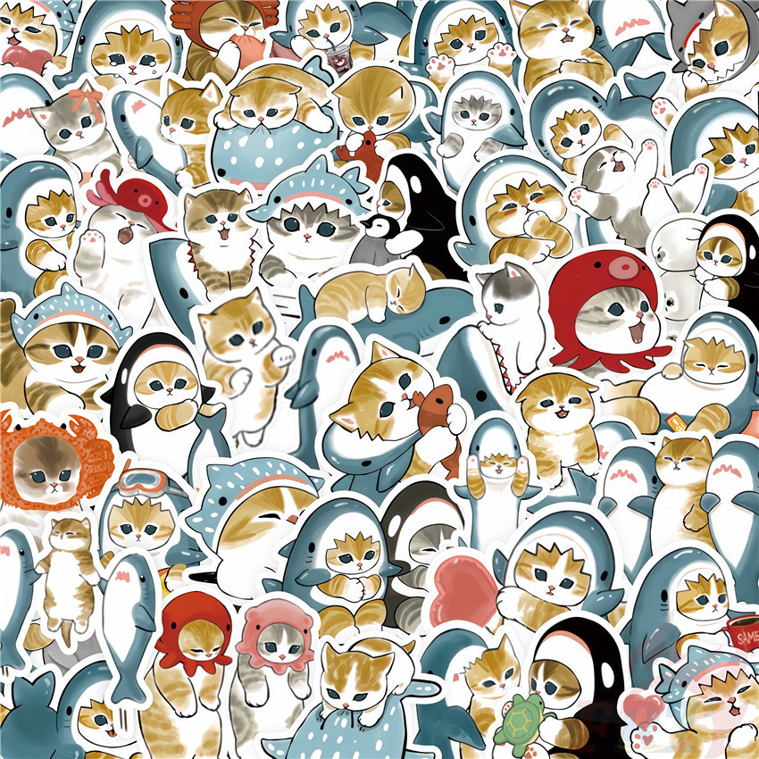 100ชิ้น/เซ็ต ❉ Q Kittens Series 03 สติ๊กเกอร์ศิลปะฉลาม ❉ สติ๊กเกอร์ DIY Fashion Doodle Decals