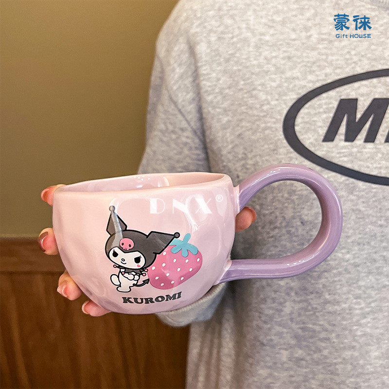 SANRIO ซานริโอ ถ้วยอาหารเช้า คุโรมิ ซินนามอนโรล แก้วเซรามิกเด็กครัวเรือนถ้วยดื่มสาวออกแบบสร้างสรรค์ถ้วยน้ําน่ารักของขวัญ