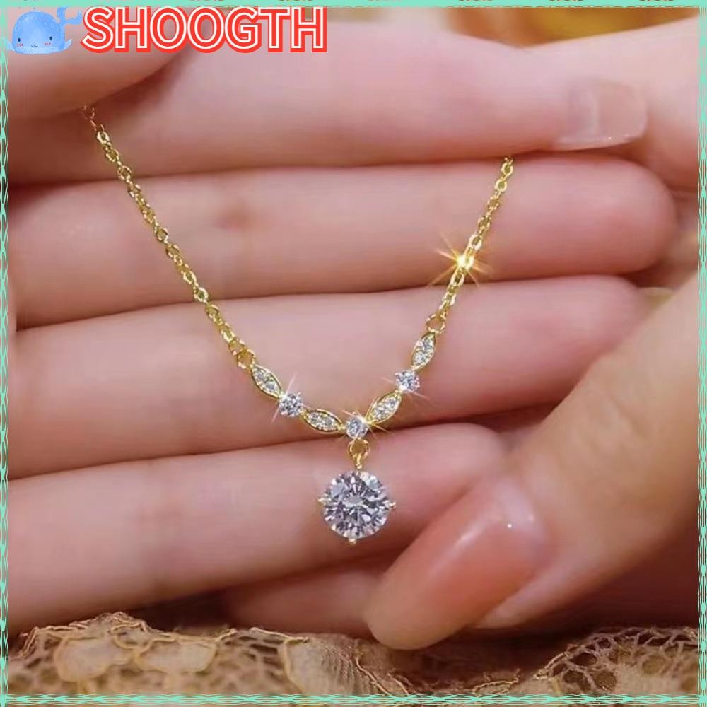 Shogth ส่วนบุคคล Bright สร้อยคอ,เครื่องประดับ Brilliant Full เจาะ Clavicle Chain,แฟชั่นสบายๆเพชร Joker จี้เครื่องประดับผู้หญิง