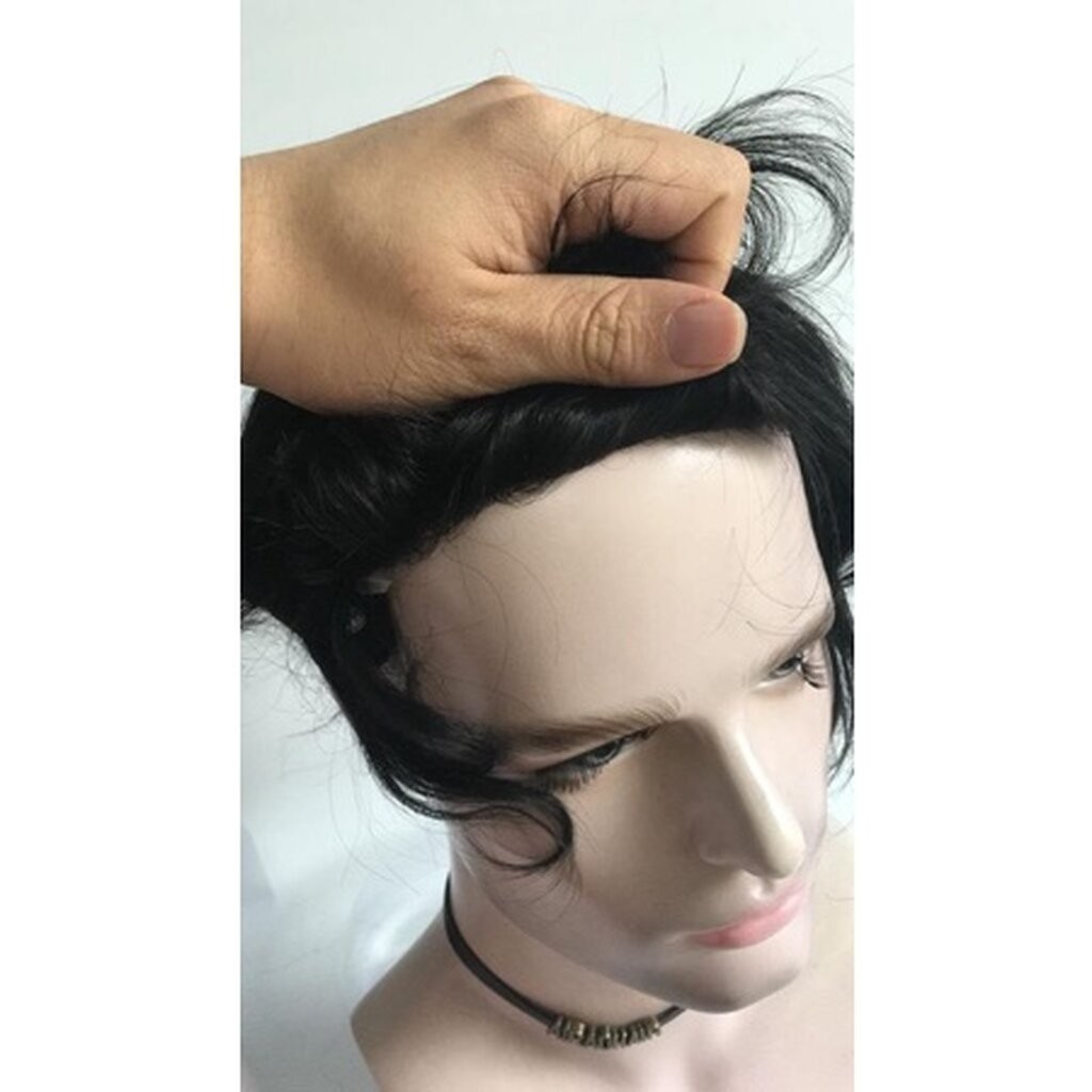 วิกติดกาวพียู ผมแท้100% Skin PU ทอมือ Knotted หรือ V-looped แสกเสยเนียน - รูปที่ 5