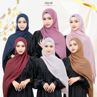 ผ้าคลุมฮิญาบแบบพันยาว สีพื้นเรียบๆ ผ้าเบาพันได้หลายสไตล์ สวม…