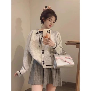 (ส่งจากกรุงเทพฯ)เสื้อกันหนาวแขนยาว คอวี ผ้าฝ้าย สีคอนทราสต์ แฟชั่นฤดูใบไม้ร่วง และฤดูหนาว สําหรับผู้หญิง(S-2XL)
