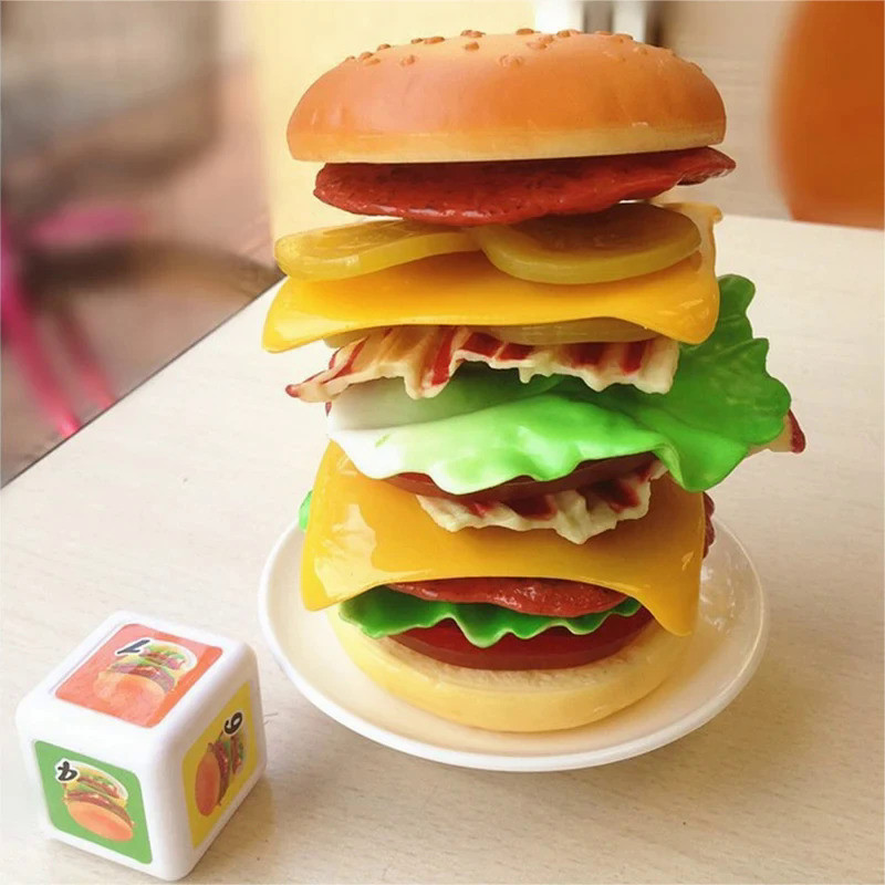 Assembled Funny Party Game Balance Training Kids Educational Toys Simulation Hamburger Pretend Play 