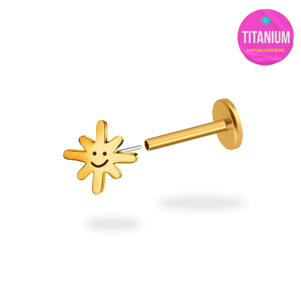 PiJi Smiley Doodle Star Titanium Flatback Earring (1ชิ้น)