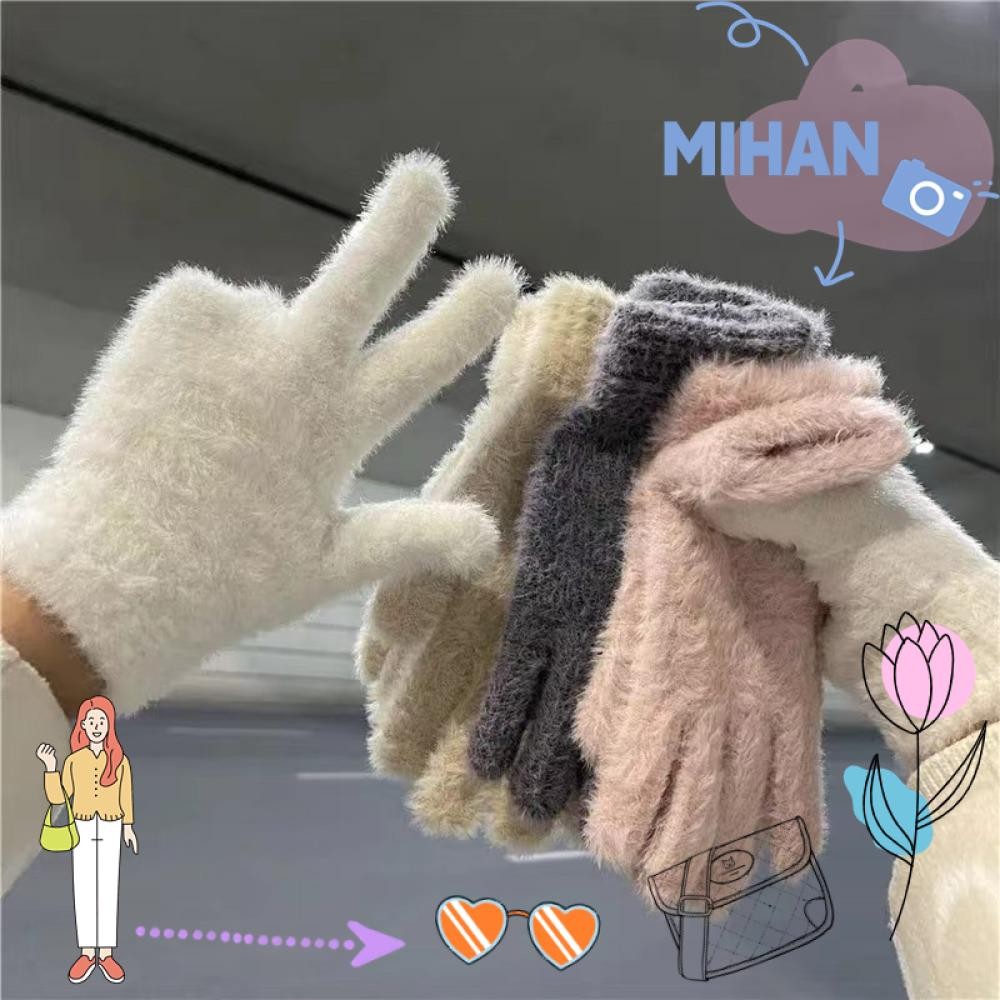 เดือน ถุงมือขนยาว, ถุงมือฤดูหนาวเย็นหนา, แฟชั่นสีทึบ กันลม ระบายอากาศถุงมือห้านิ้วผู้ชายผู้หญิง