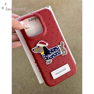 Iphone 16 15 14 13 12 11 Pro Max X Xr Xs Max 7 8 Plus SE2020 เคสโทรศัพท์ 3D DIY การ์ตูนน่ารักสุนัขสีลูกกวาด DotsSoft หนังปกหลัง