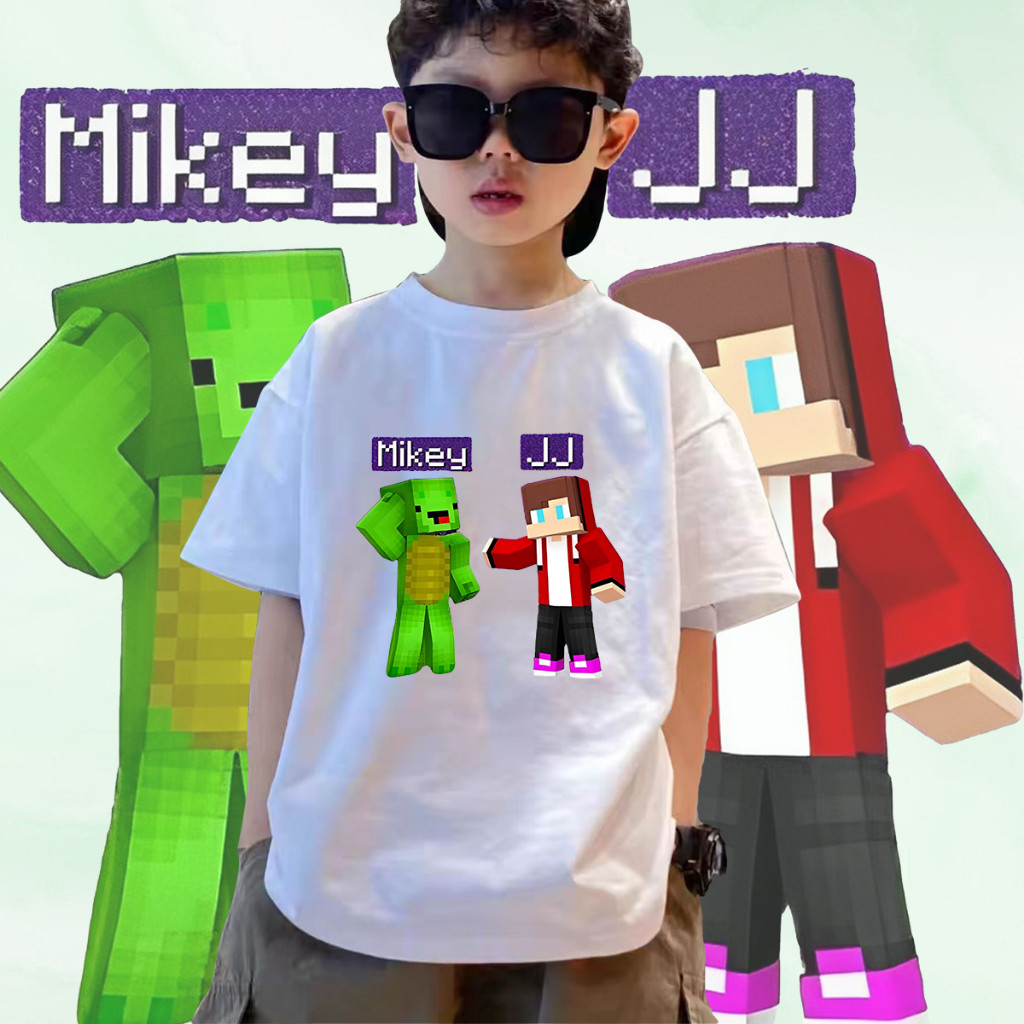 💗พร้อมส่ง💘เสื้อเด็ก Jj & Mikey Maizen Minecraft เสื้อเกมส์ สำหรับเด็กและผู้ใหญ่ N0.007 สี ผ้าใส่สบาย